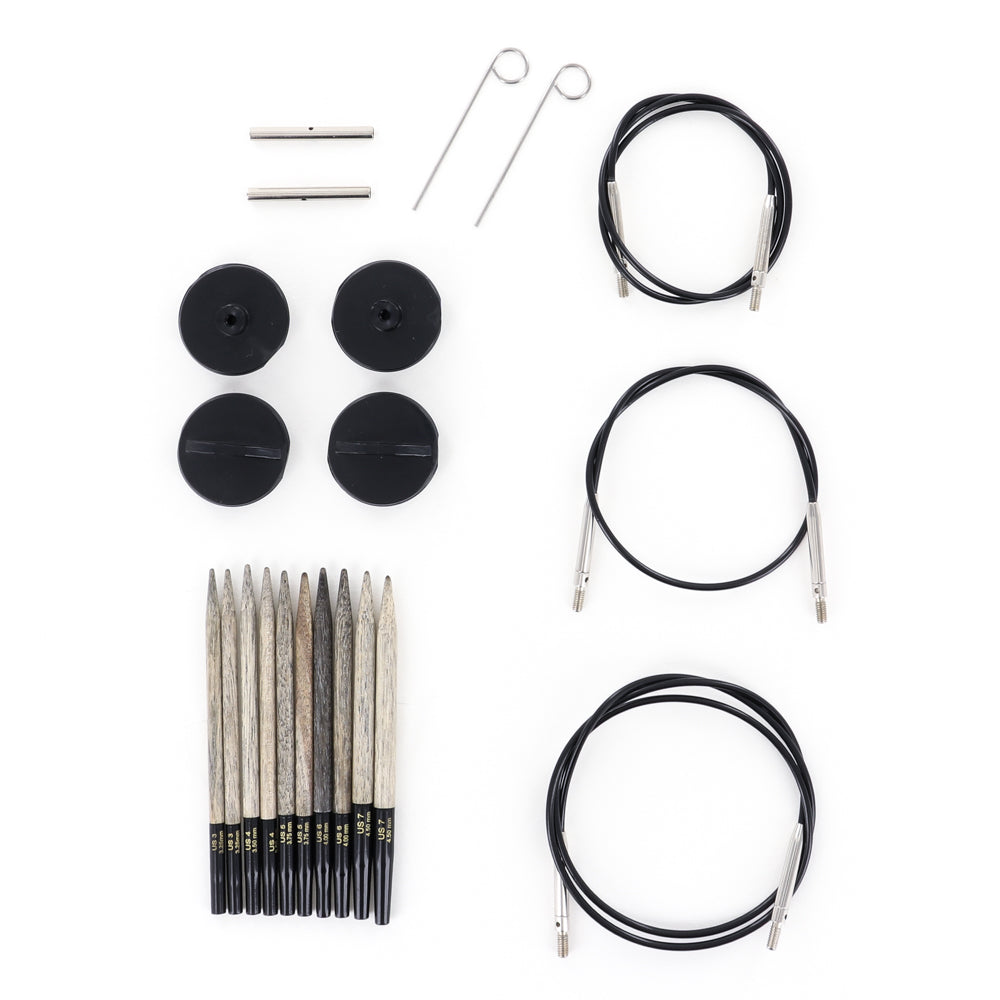 Lykke Driftwood 3.5" Interchangeable Needles Starter Set in Grey Color