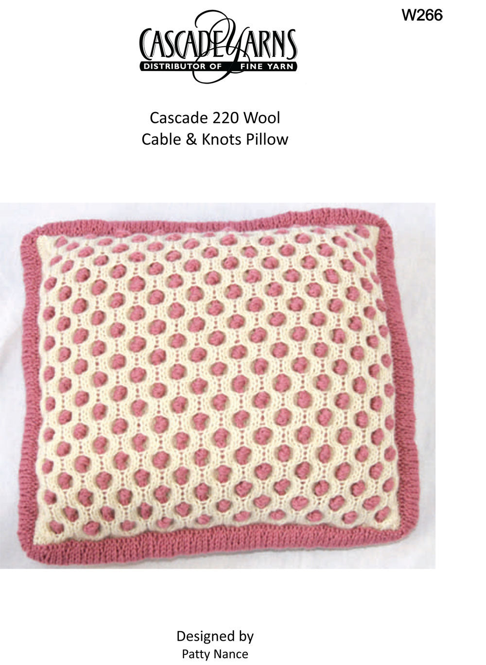 Cables & Knots Pillow in Cascade 220 - W266 - Free PDF