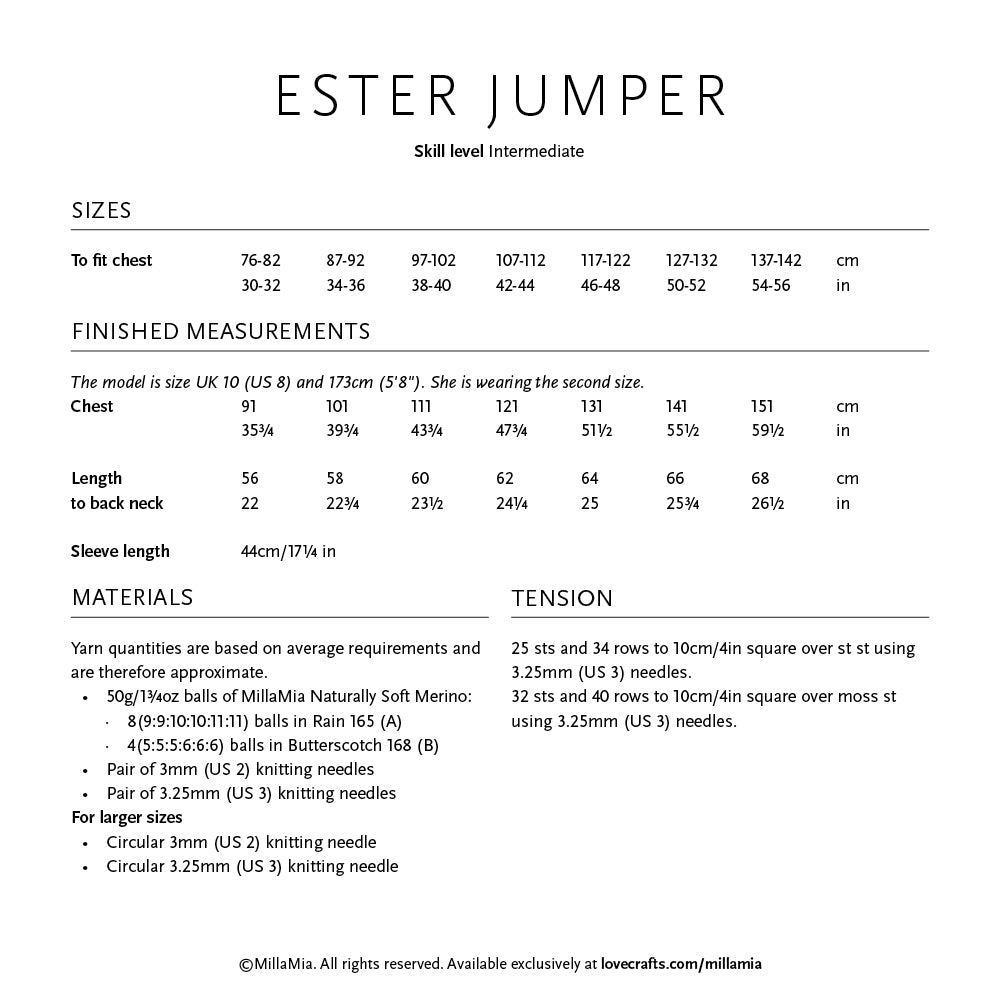 MillaMia Ester Jumper Knitting Pattern