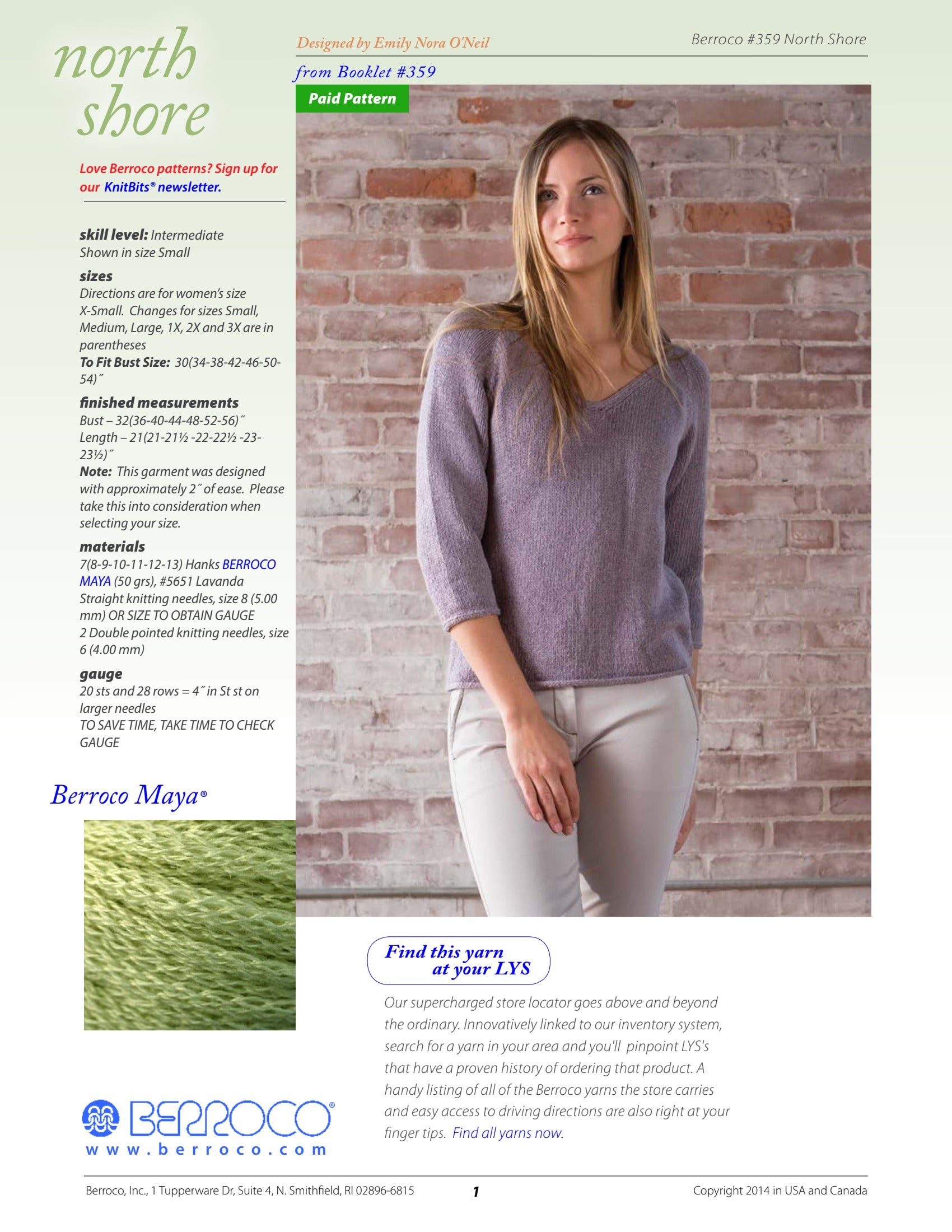 Berroco North Shore Jumper Knitting Pattern