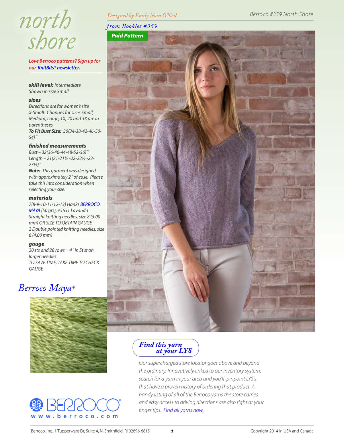 Berroco North Shore Jumper Knitting Pattern