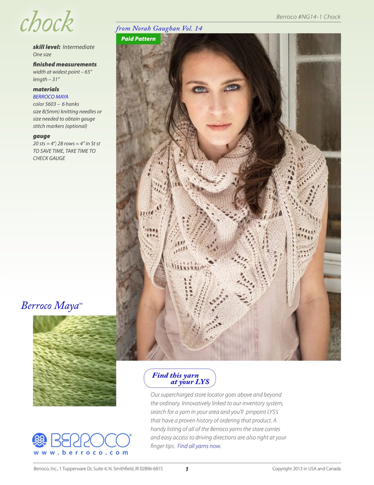 Berroco Chock Wrap Knitting Pattern