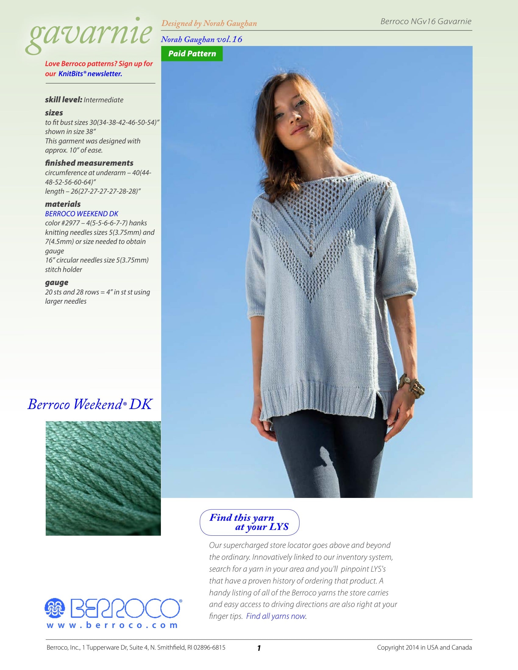 Berroco Gavarnie Jumper Knitting Pattern