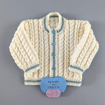 Blake 18" chest Cardigan, Hat and booties Baby Knitting Pattern
