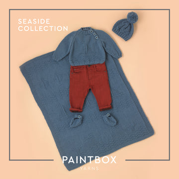 Paintbox Yarns Seaside Collection Top, Hat and Blanket Layette Knitting Pattern