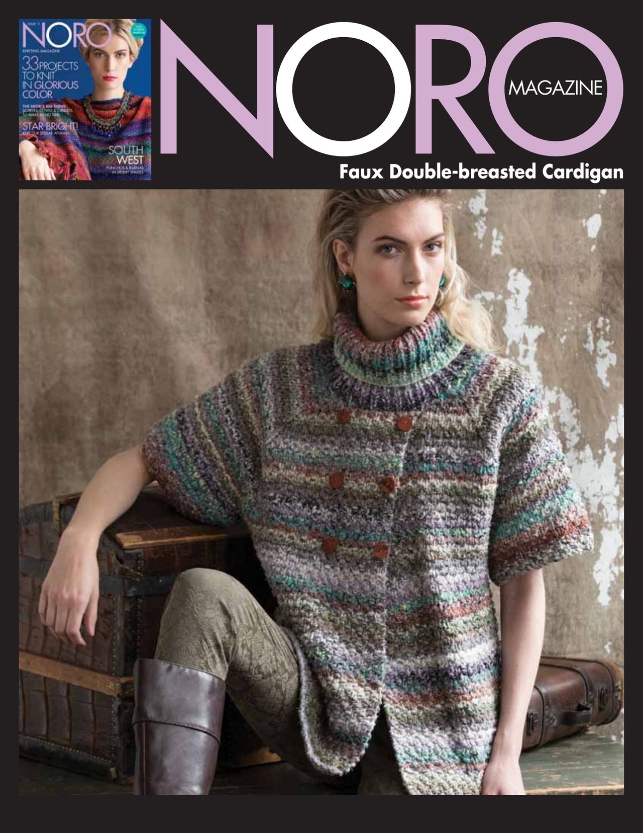 Noro Faux Double-Breasted Cardi Jumper Knitting Pattern
