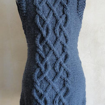 #122 Tie-Front Cabled Long Vest