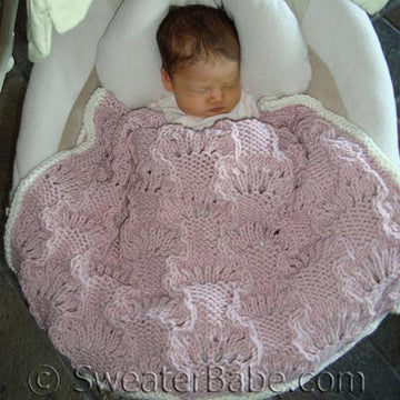 #93 Wavy Lace Squares Baby Blanket