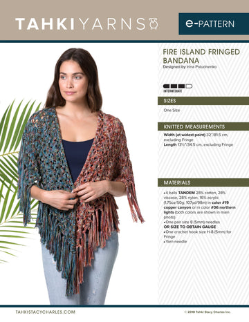 Tahki Yarns Fire Island Fringed Bandana Knitting Pattern