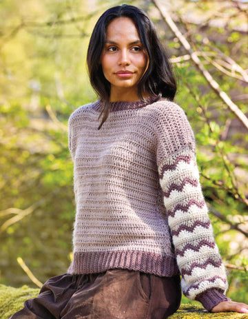 Una Zig Zag Sleeve Jumper  in Fable Brushed Aran