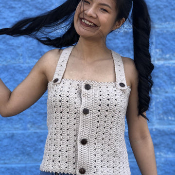 Buttoned up crochet tank top
