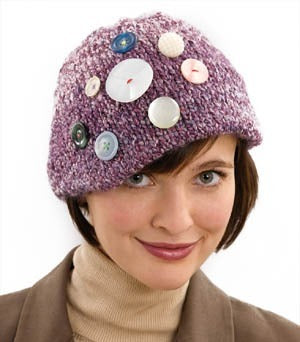All Buttoned Up Decorated Cap Hat Knitting Pattern