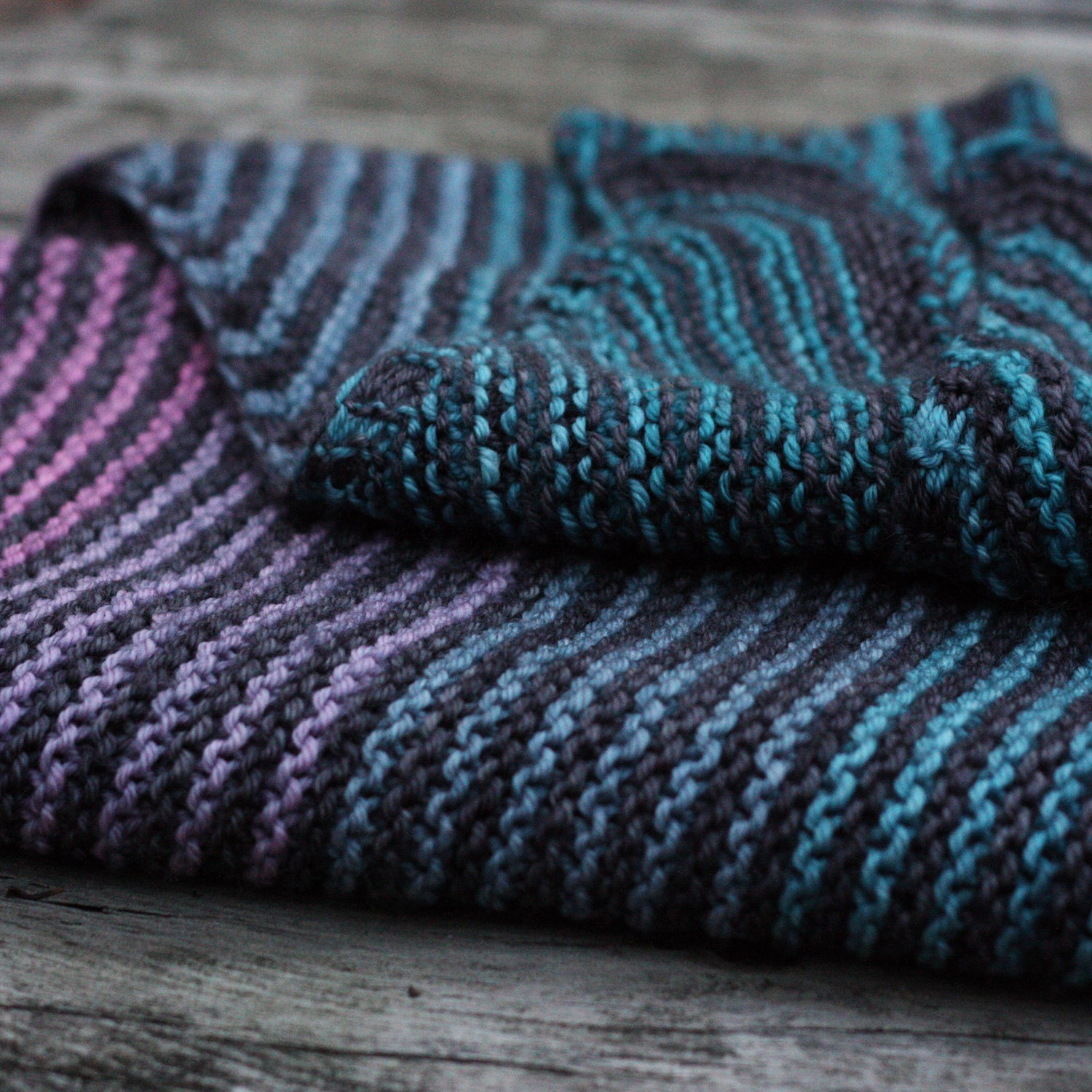 Wonderland Yarns Striped Swoosh Shawlette Knitting Pattern