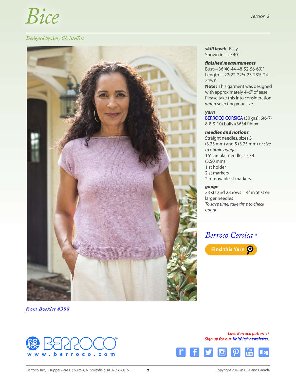 Berroco Bice Jumper Knitting Pattern