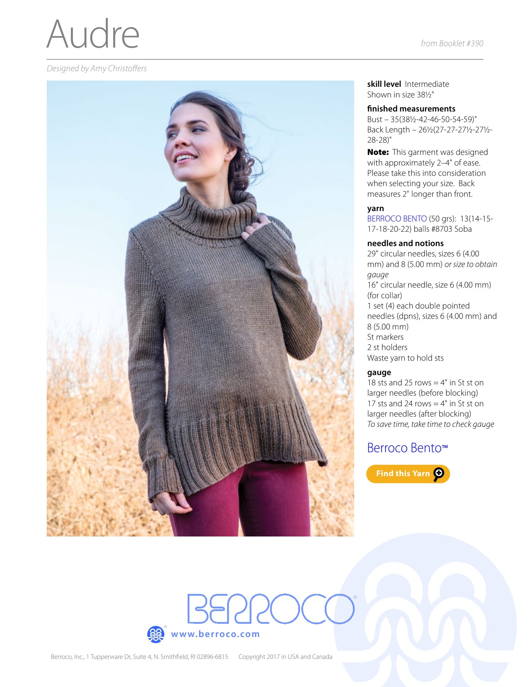 Berroco Audre Jumper Knitting Pattern