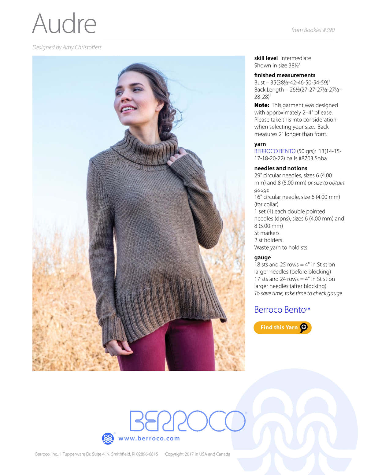 Berroco Audre Jumper Knitting Pattern