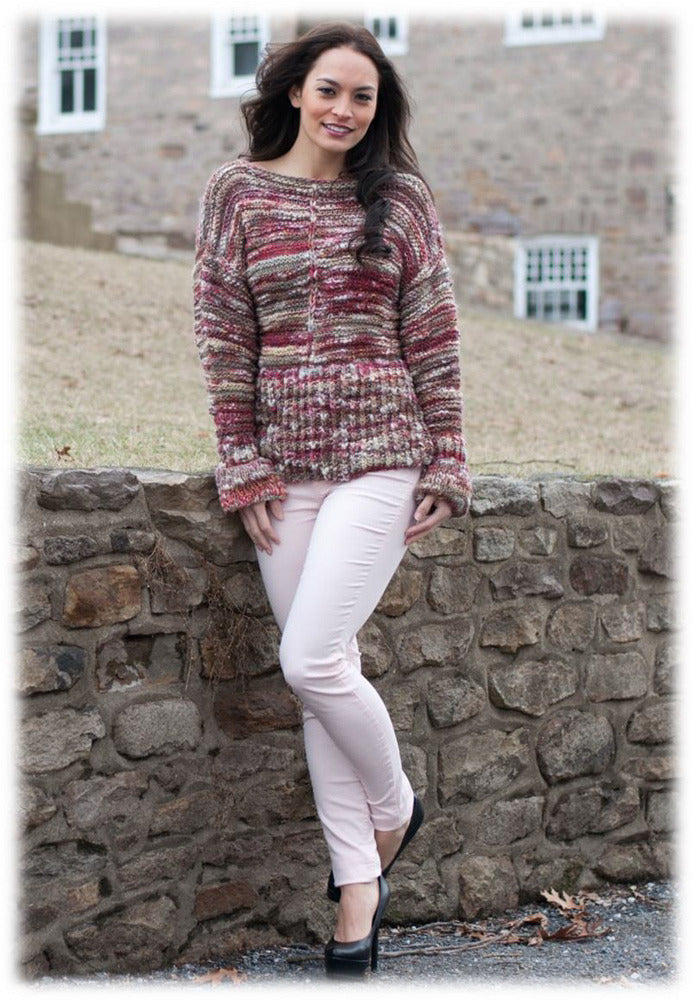 Peplum Drop Shoulder Pullover in Plymouth Yarn Sophia Tweed - 2773 - PDF