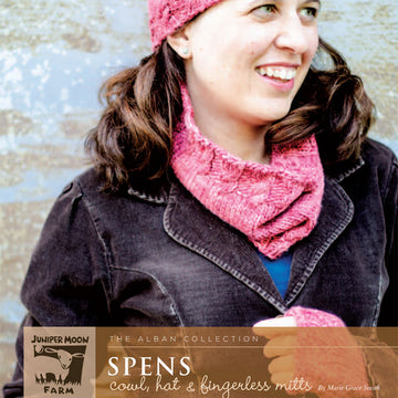 Spens Cowl, Hat & Fingerless Mitts in Juniper Moon Marlowe Jeweltones