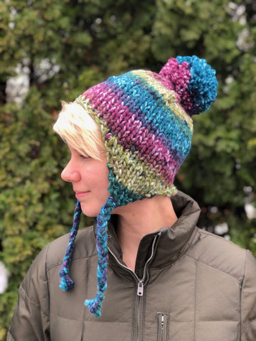 Earflap Hat in Plymouth Yarn Mega Cakes - F861 - PDF