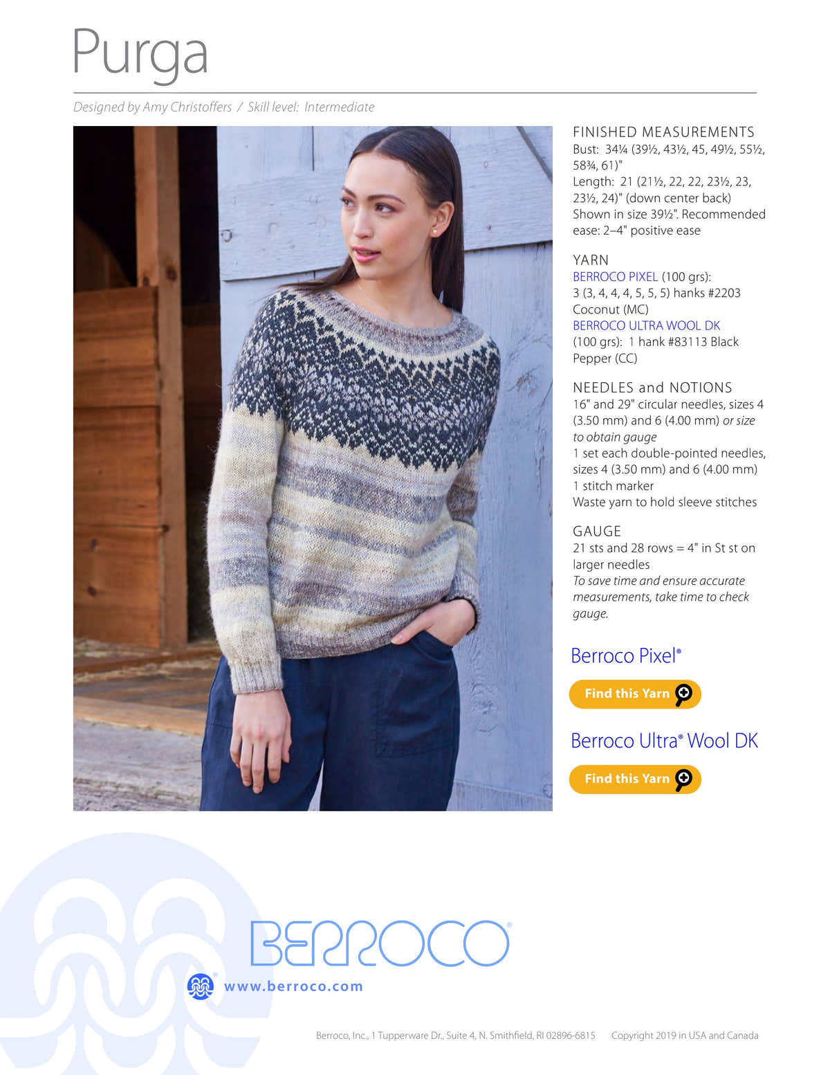 Berroco Purga Jumper Knitting Pattern
