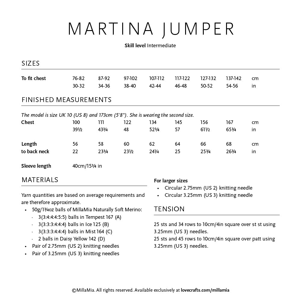 MillaMia Martina Jumper Knitting Pattern
