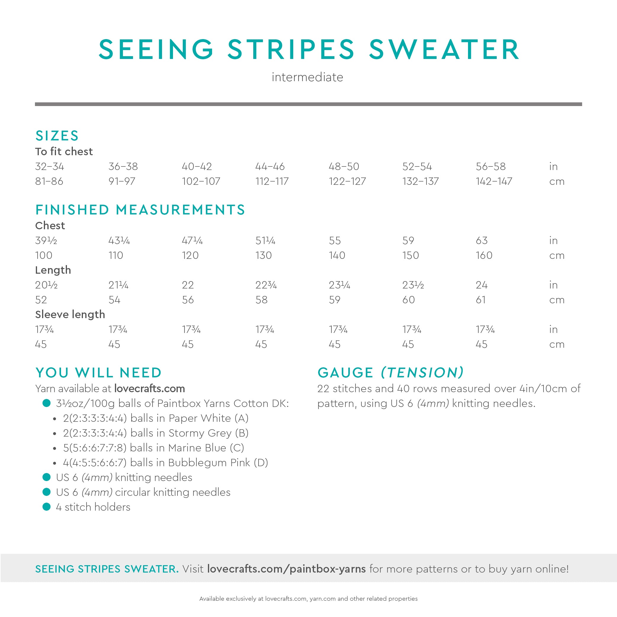 Paintbox Yarns Seeing Stripes Sweater Knitting Pattern