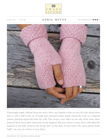 Swans Island April Mitts Gloves Knitting Pattern