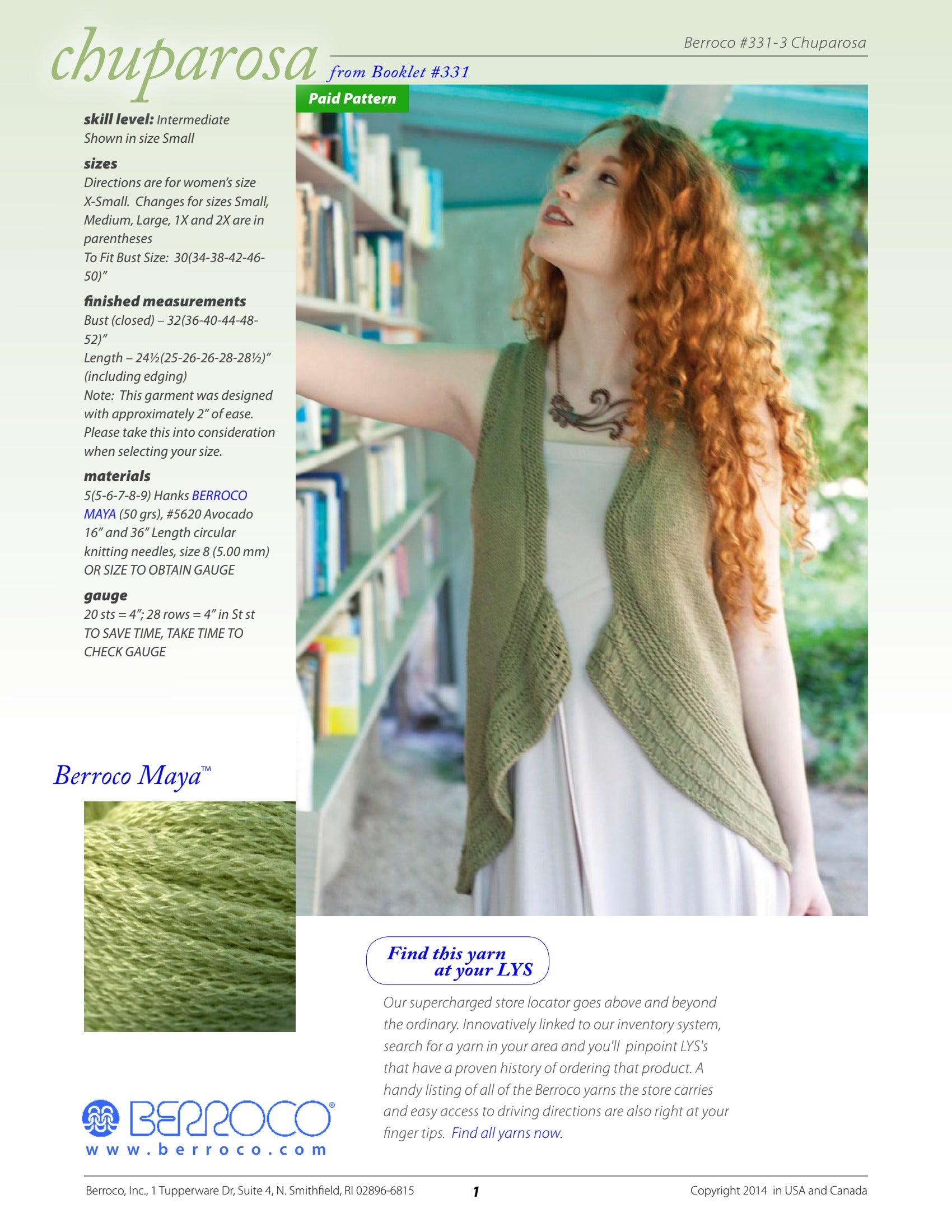 Berroco Chuparosa Vest Knitting Pattern