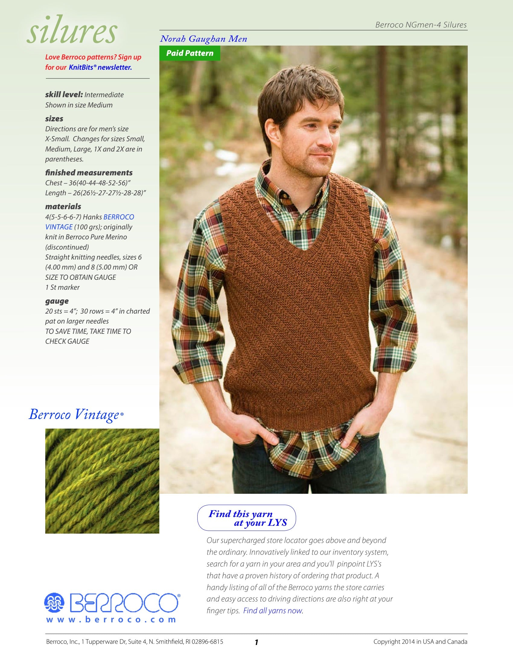 Berroco Silures Vest Knitting Pattern