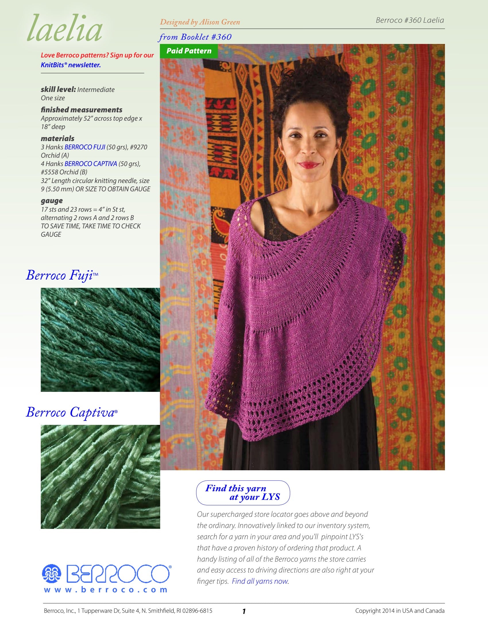 Berroco Laelia Wrap Knitting Pattern