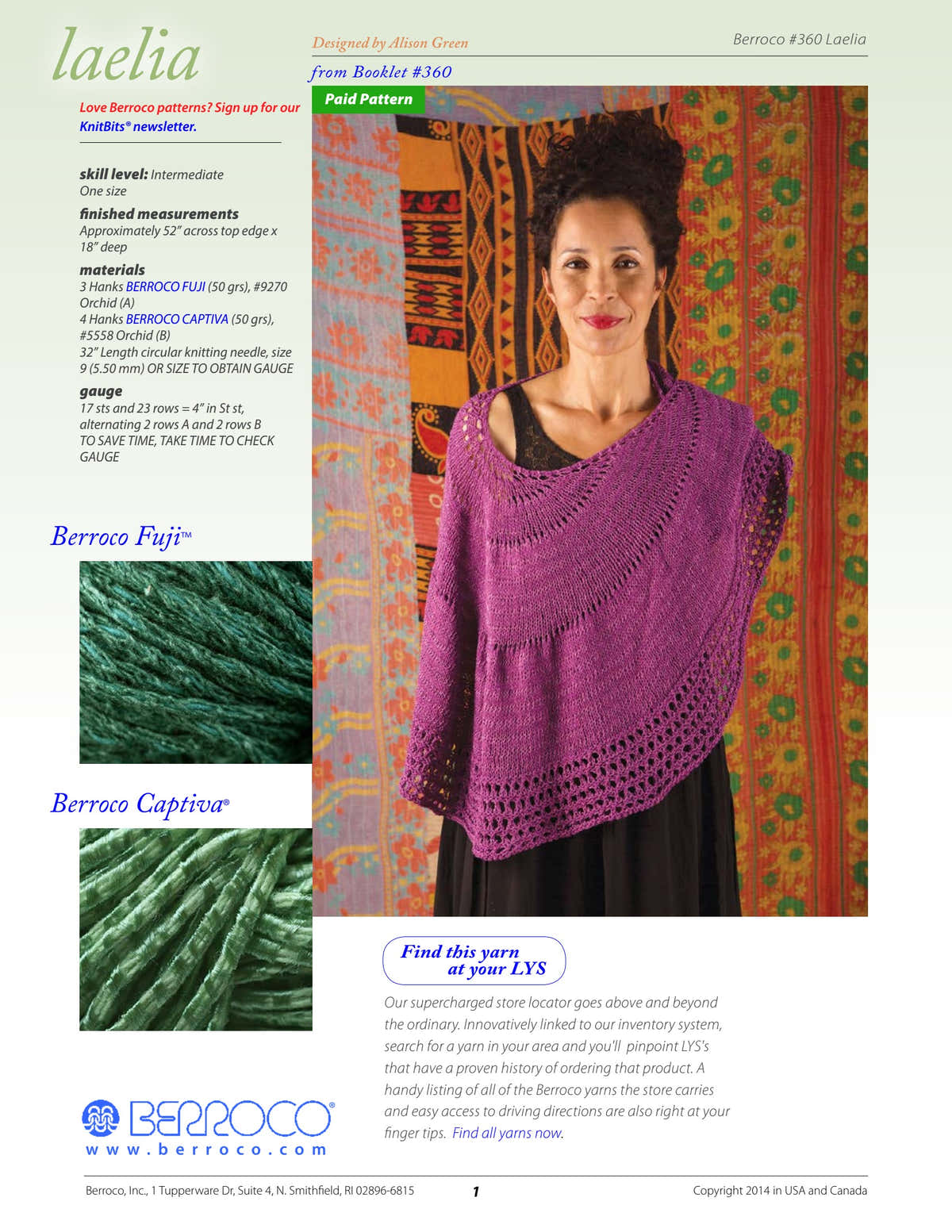 Berroco Laelia Wrap Knitting Pattern