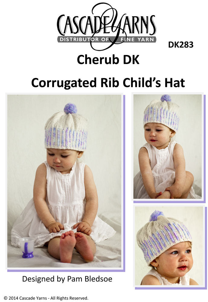 Corrugated Rib Child's Hat in Cascade Cherub DK & Multis - DK