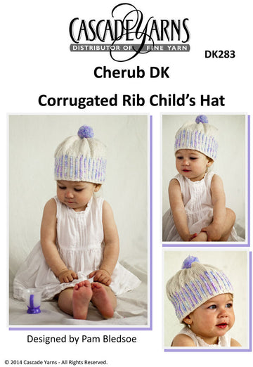 Corrugated Rib Child's Hat in Cascade Cherub DK & Multis - DK