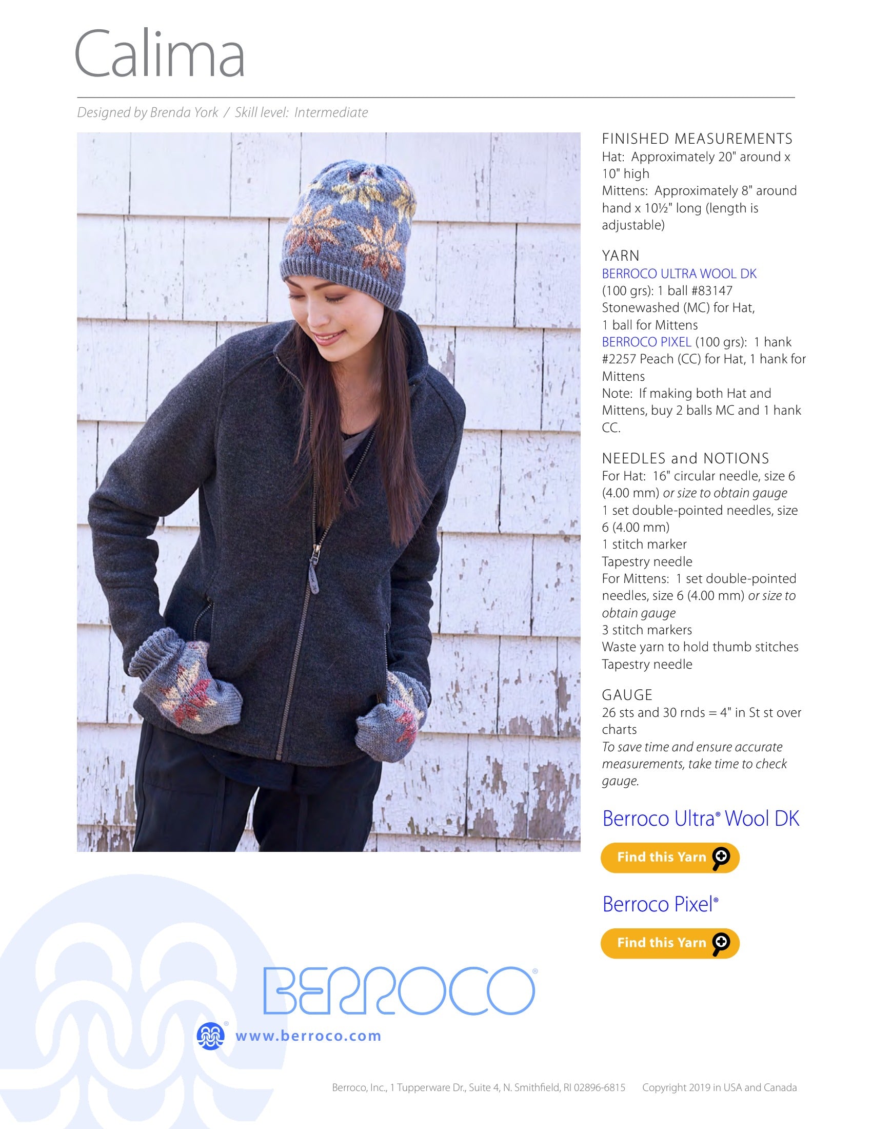 Berroco Calima Hat Knitting Pattern