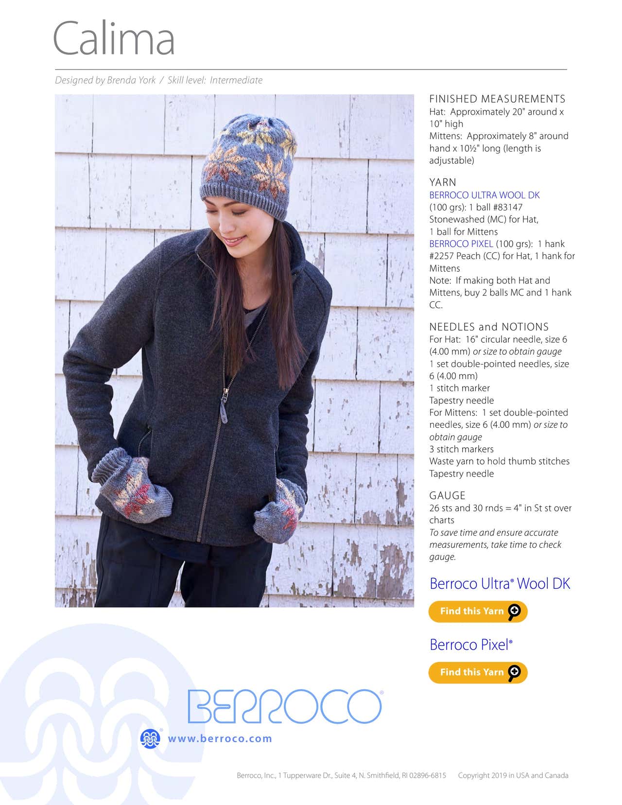 Berroco Calima Hat Knitting Pattern
