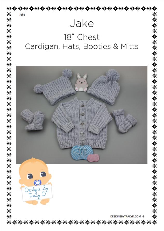 Jake Unisex Baby Knitting Pattern 0-6 months 18" chest