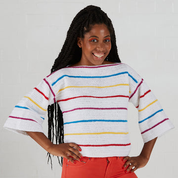 Paintbox Yarns Rainbow Boat Neck Top (Free)