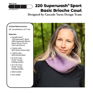 Cascade Yarns DK Basic Brioche Cowl Knitting Pattern