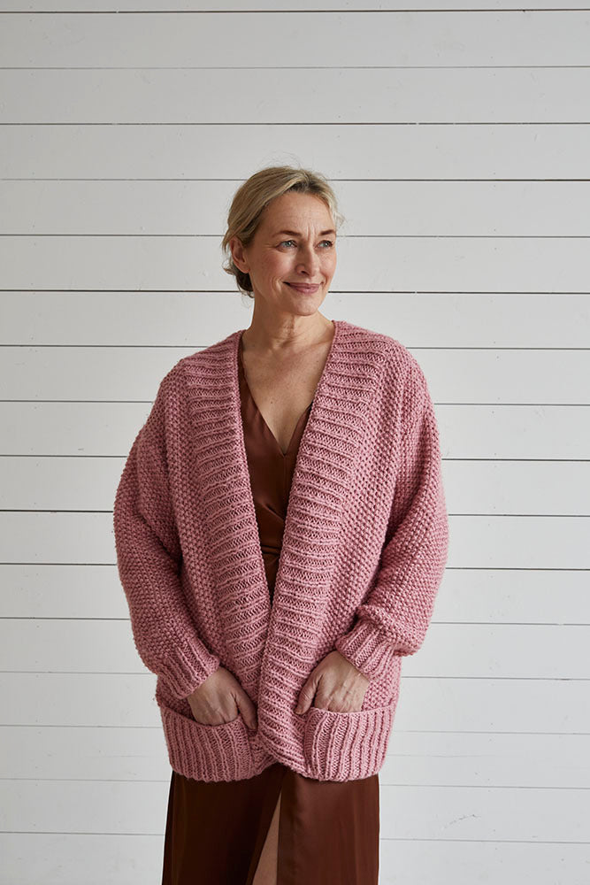 Debbie Bliss Moss Stitch Jacket with Deep Rib Bands Knitting Pattern