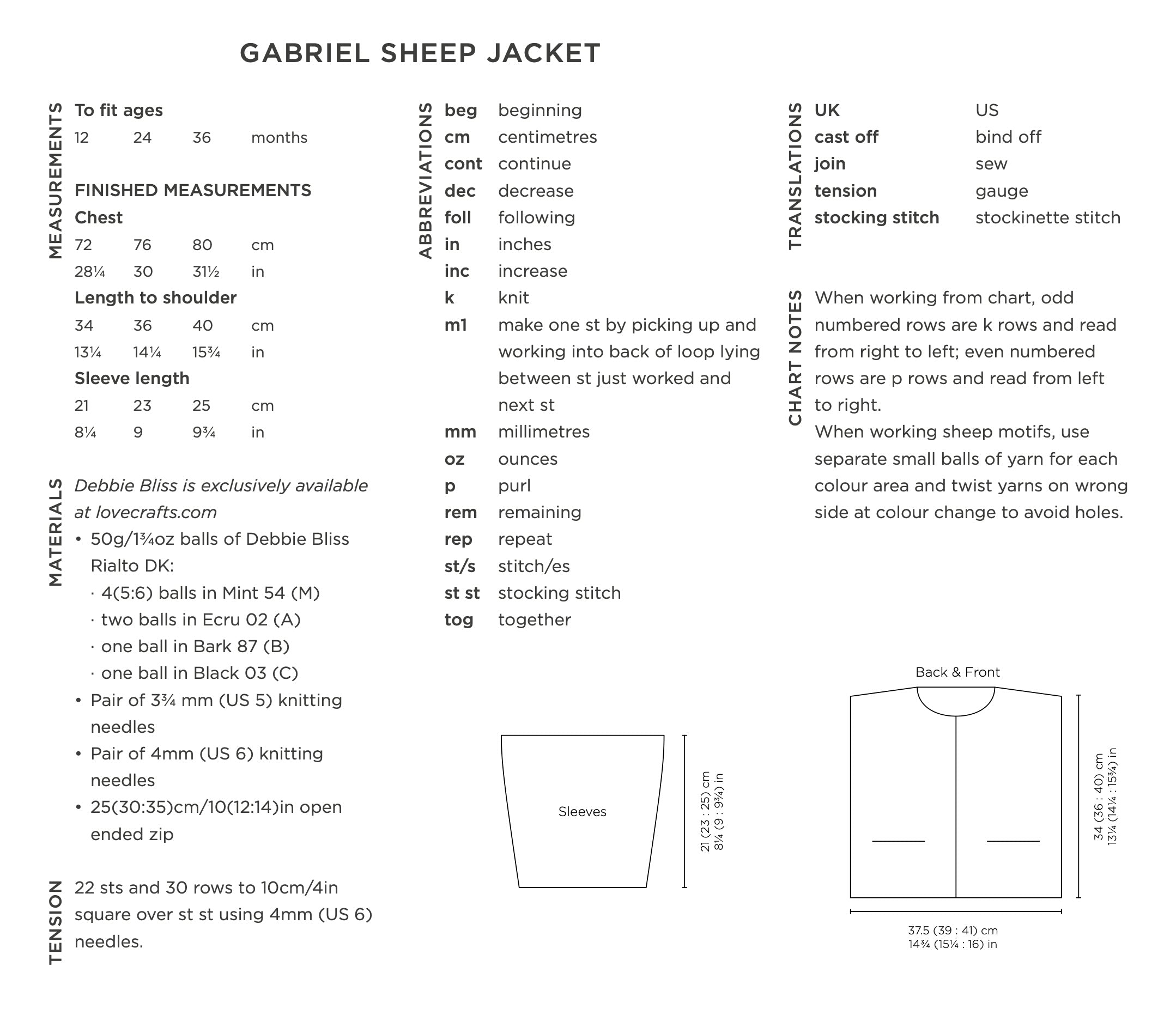 Debbie Bliss Gabriel Sheep Jacket Knitting Pattern