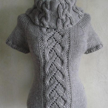 #90 Chic Cables and Lace Cowl Neck