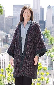 Knitted Kimono Cardigan in Lion Brand Homespun - 20132A PDF