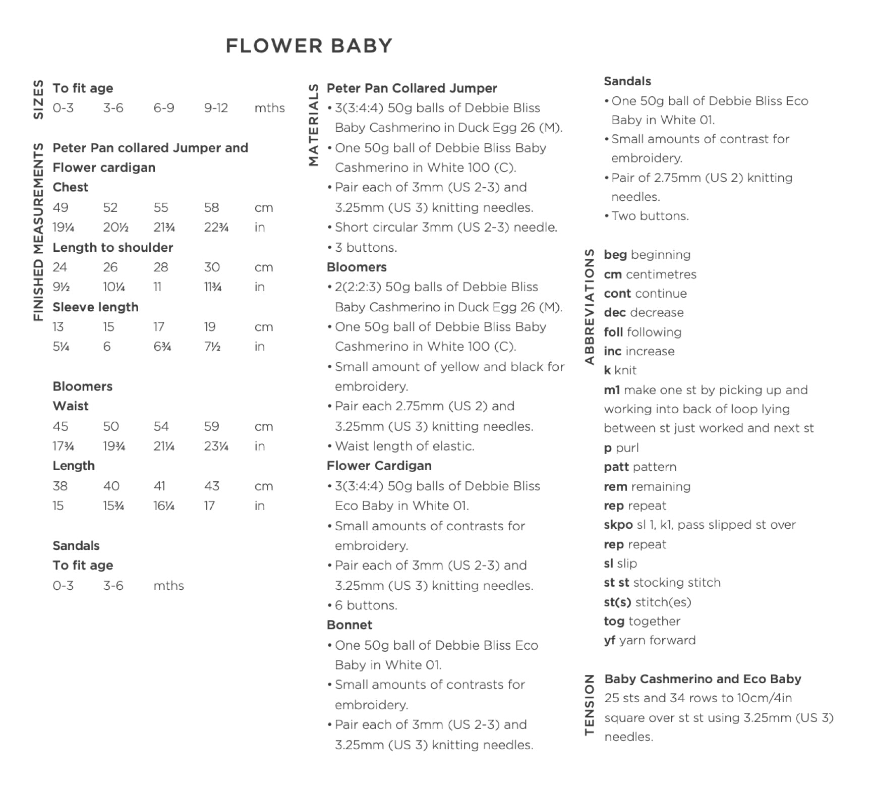 Debbie Bliss Flower Baby Knitting Pattern