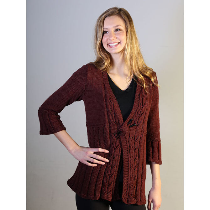 Plymouth Yarn Lace Panel Jacket Cardigan Knitting Pattern