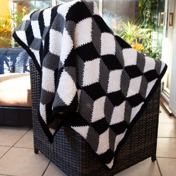 Deramores Tumbling Blocks Blanket Knitting Pattern