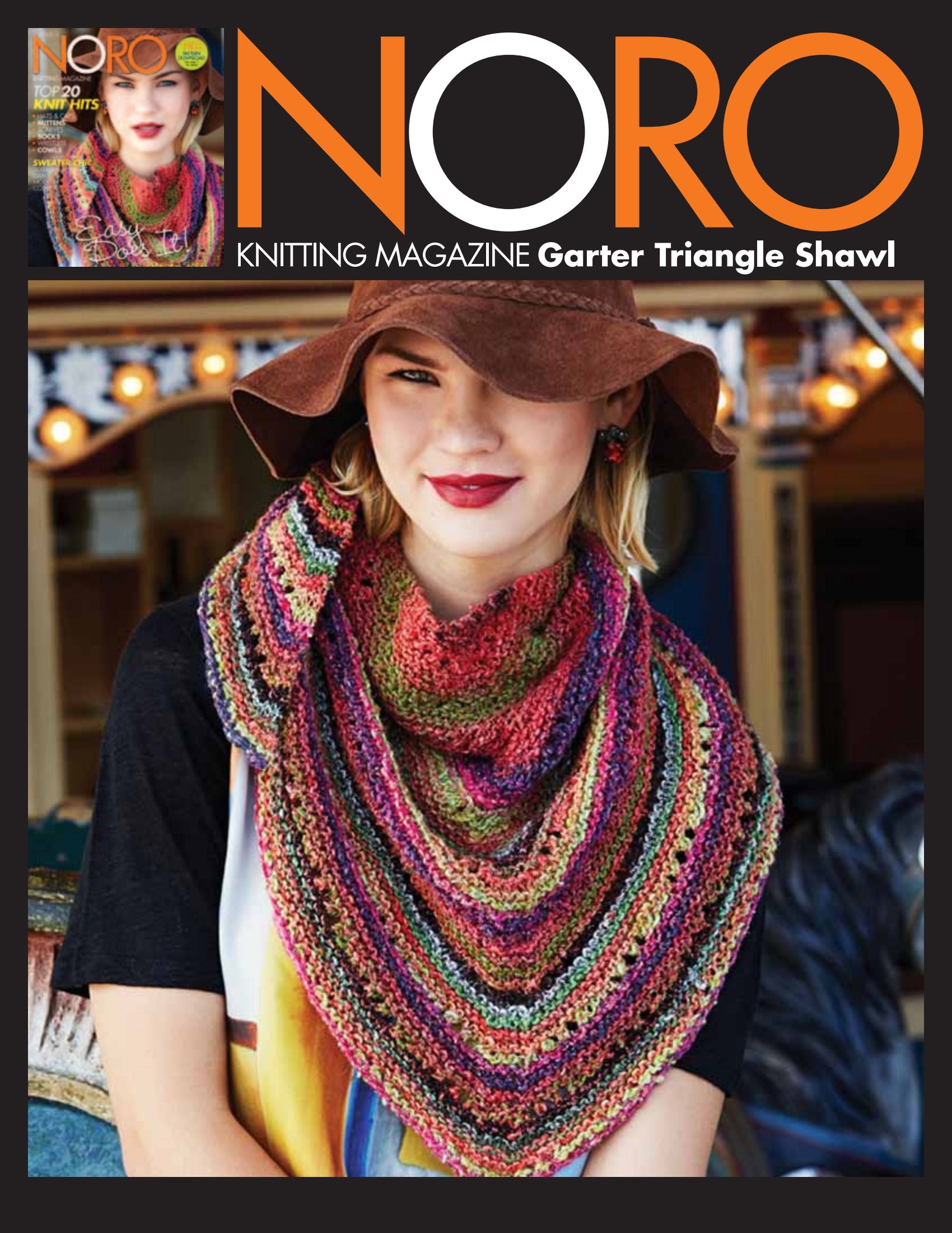 Noro Garter Triangle Shawl Wrap Knitting Pattern