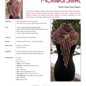 Zen Yarn Garden Monarca Shawl Wrap Knitting Pattern