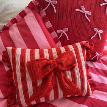 Stripy and Bright crochet cushion.