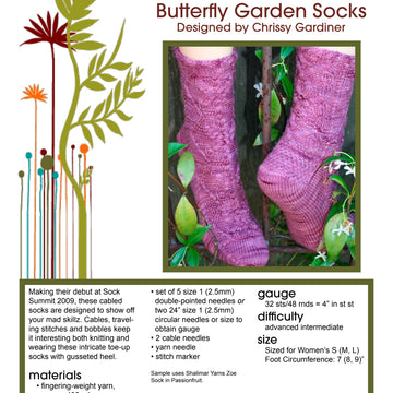 Gardiner Yarn Works Butterfly Garden Socks PDF