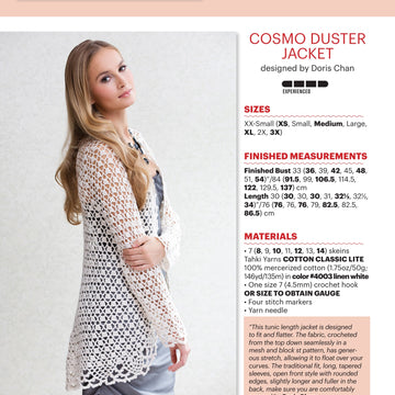 Tahki Yarns Cosmo Duster Jacket Crochet Pattern